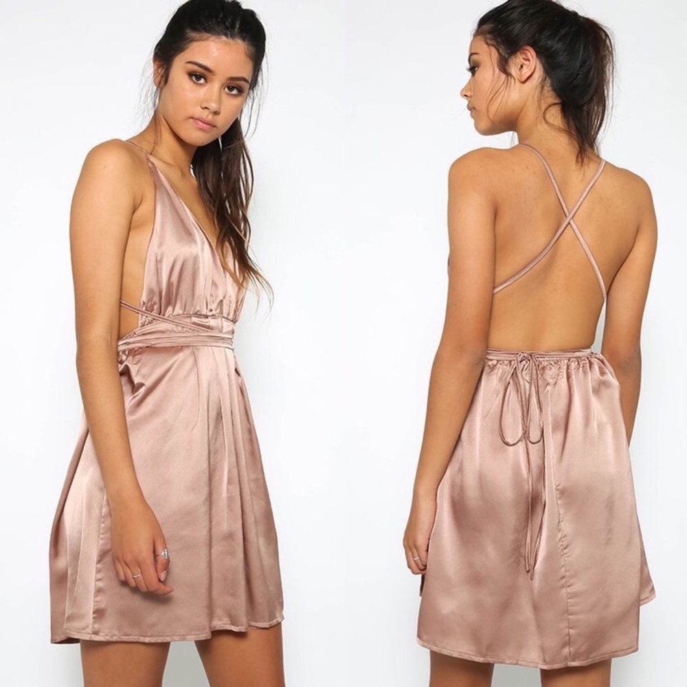nude silk dress NWT